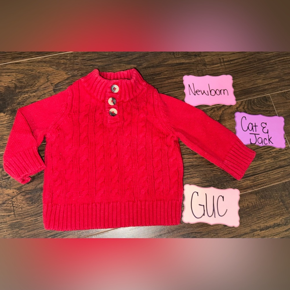 Cat & Jack Vibrant Red Cowl Neck Sweater